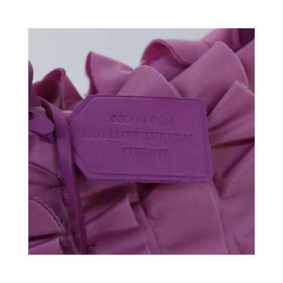 Pre Loved PRADA Ruffled Nylon Tote Purple Handbag Womens Pink Bag - Picture 8 of 8